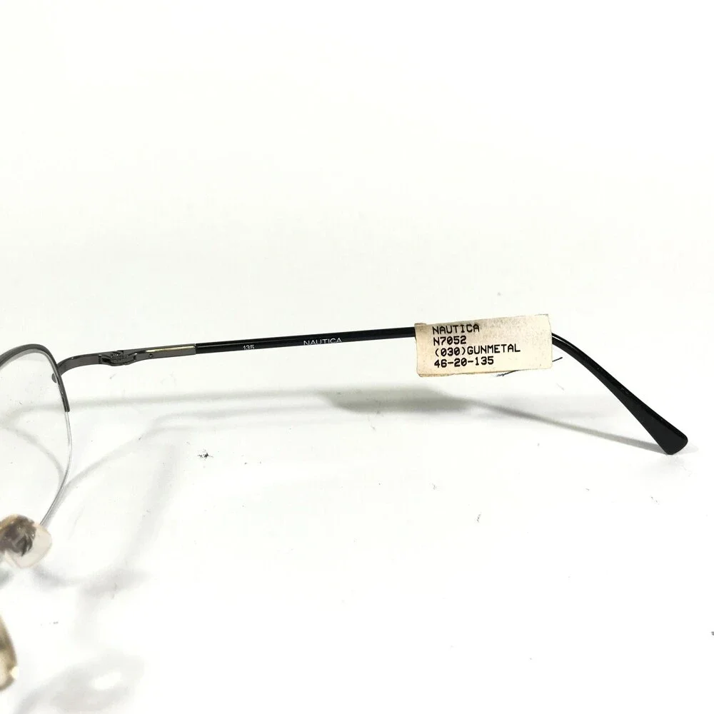 Nautica Eyeglasses Frames N7052 030 Black Gray Round Half Rim 46-20-135